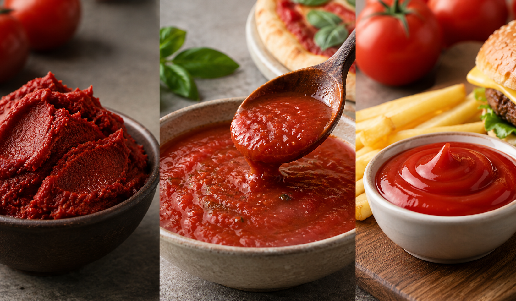 Mi a fő különbség a paradicsompüré, a paradicsomszósz és a ketchup között?